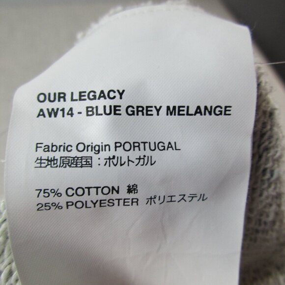 OUR LEGACY Sweatshirt Mens Size 48 Blue Gray Melange Long Sleeve Quater Zip - Picture 5 of 9